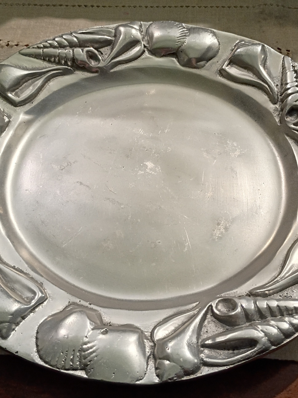 Decorative Silver-Tone Seashell Serving Platter - Home Dining